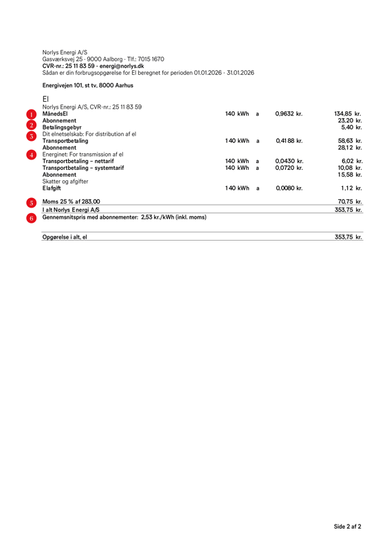 Maanedsregning el side 2