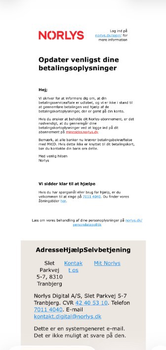 Falsk Norlys e-mail